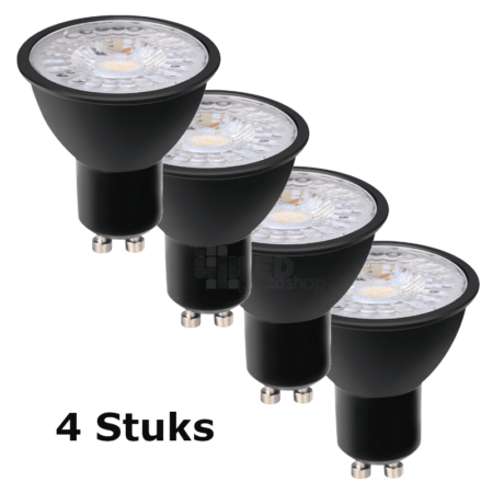 4x GU10 SPOT DIMBAAR | ZWART | 5W