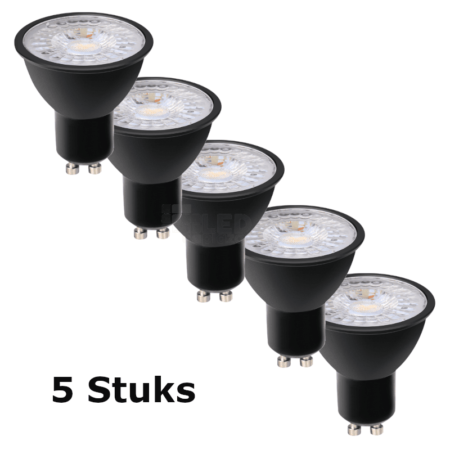 5x GU10 SPOT DIMBAAR | ZWART | 5W