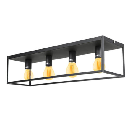 INDUSTRIËLE ZWARTE PLAFONDLAMP 4-LICHTS | E27 FITTING | 16W